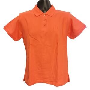 Club Classics Women's M Orange 3/4 Bttn Up Polo T-Shirt